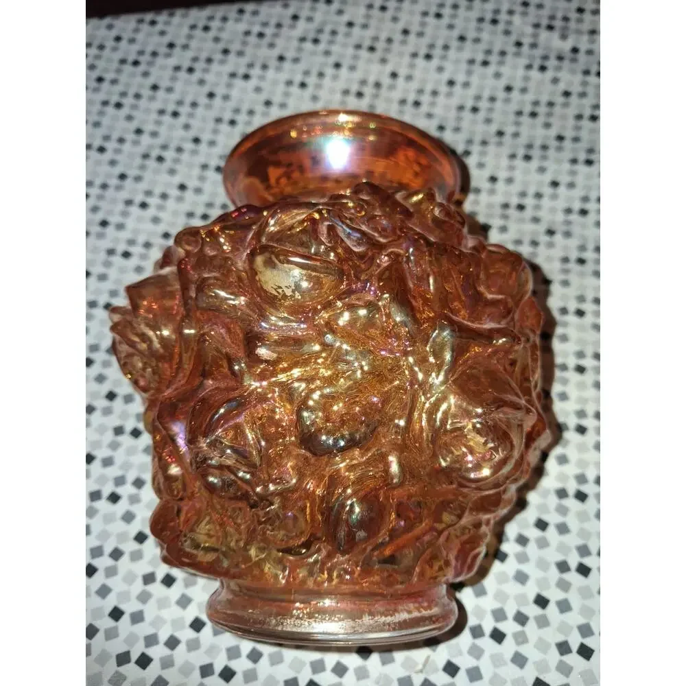 Imperial Glass La Bella Rose Vase - Marigold Iridescent Carnival Glass